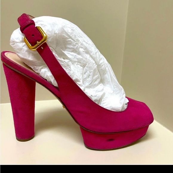 Prada pink suede platform heels - Picture 2 of 8
